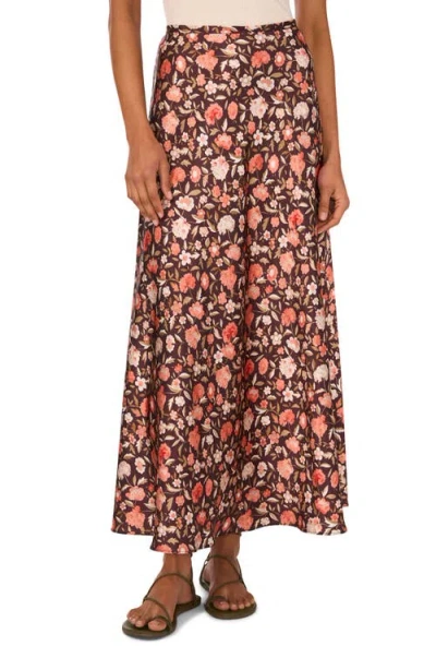 1.state Floral Bias Cut Midi Skirt In Carnelian