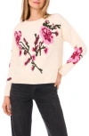 1.state Floral Crewneck Sweater In Neutral