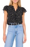 1.state Floral Flutter Sleeve Top In Rich Black