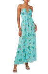 1.STATE 1.STATE FLORAL HALTER MAXI DRESS