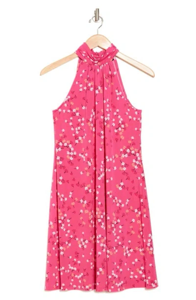 1.state Floral Halter Minidress In Pink Punch