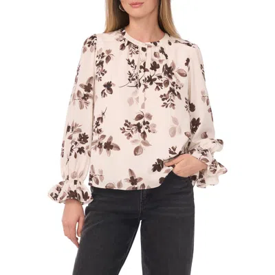 1.state Floral Long Sleeve Top In Neutral