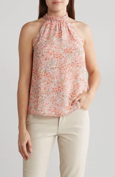 1.state Floral Mock Neck Top In Pink/new Ivory