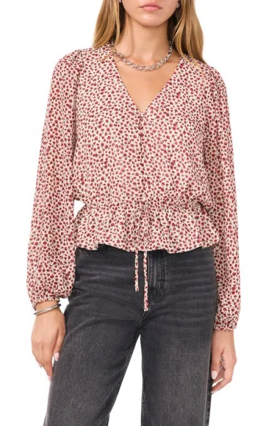 1.state Floral Peplum Button Front Top In Afterglow