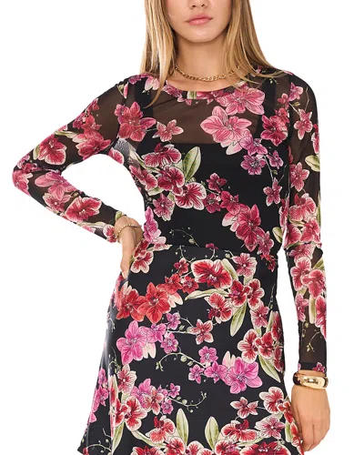 1.STATE FLORAL PRINT MESH TOP