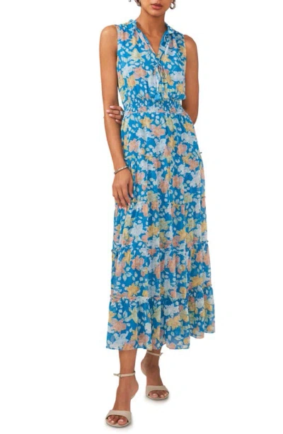 1.state Women's Split Neck Sleeveless Maxi Dress In Naples Blue