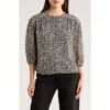 1.state Floral Puff Sleeve Chiffon Top In Black
