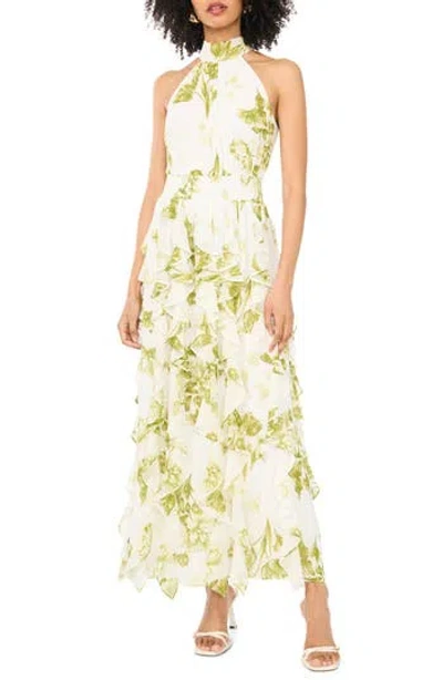 1.state Floral Ruffle Maxi Dress In Green