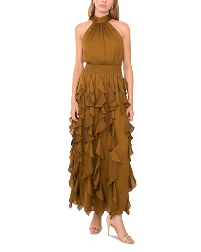1.state Flounce Cascading Maxi Dress In Brown