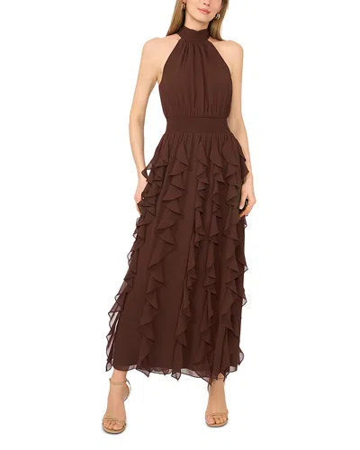 1.state Flounce Cascading Maxi Dress In Brown