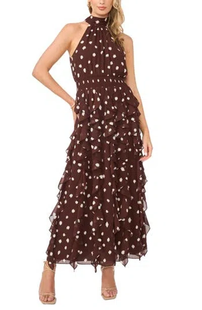 1.state Flounce Cascading Maxi Dress In Brown