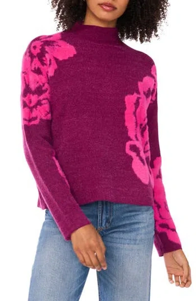 1.state Flower Mock Neck Sweater In Purple