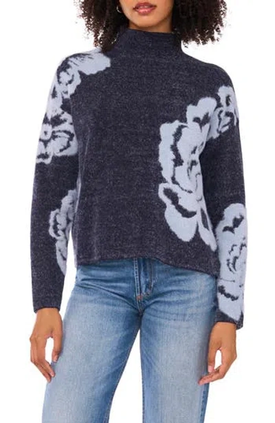 1.state Flower Mock Neck Sweater In Blue