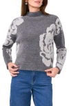 1.state Flower Mock Neck Sweater In Medium Heather Grey