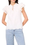 1.state Flutter Sleeve Cotton Eyelet Top
