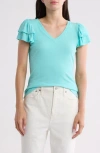 1.state Flutter Sleeve Rib Top In Blue River