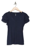 1.state Flutter Sleeve Rib Top In Indigo Night