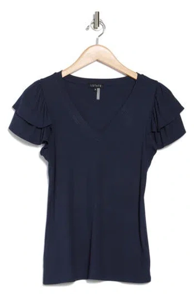 1.state Flutter Sleeve Rib Top In Indigo Night