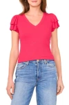 1.state Flutter Sleeve Rib Top In Magenta Haze