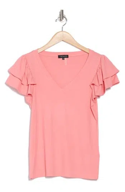 1.state Flutter Sleeve Rib Top In Pink