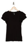 1.state Flutter Sleeve Rib Top In Rich Black