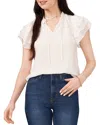 1.state Flutter Sleeve Tie Neck Blouse In New Ivory