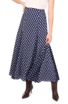 1.state Foulard Print Godet Maxi Skirt In Blue