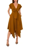 1.state Women's Midi Tie-front Handkerchief-hem Dress In Cathay Spice