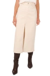 1.state Front Slit Denim Midi Skirt In New Ivory