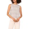 1.state Geometric Embroidered Cotton Eyelet Sleeveless Top In White