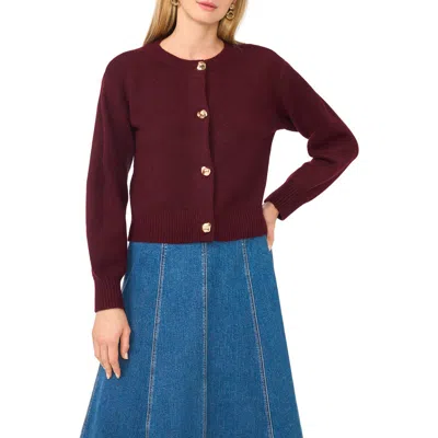 1.state Gold Button Cardigan In Wine