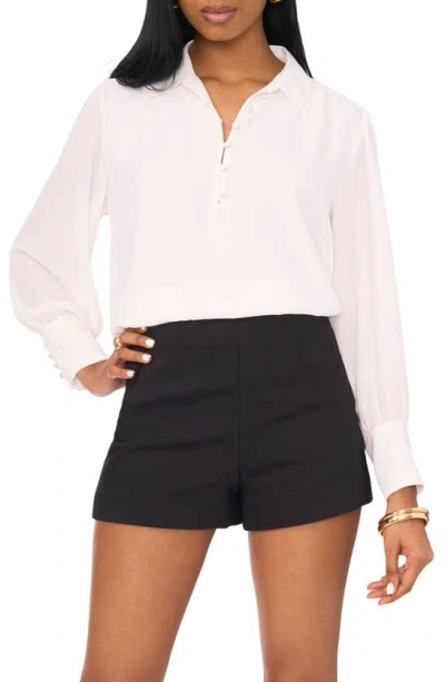 1.state Half Placket Georgette Button-up Shirt In New Ivory