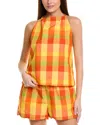 1.state Check Print Halter Top In Yellow