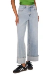 1.state High Waist Cuffed Wide Leg Jeans In Light Blue Wash