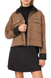 1.state Houndstooth Check Reversible Twill Overshirt In Sequoia
