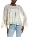 1.state Keyhole Back Ruffle Blouse In Multi