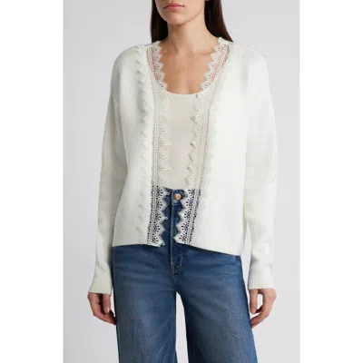 1.state Lace Detail V-neck Sweater In Antique White