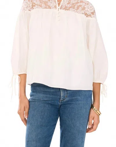 1.state Lace-yoke 3/4-sleeve Top In Ivory In Neutral