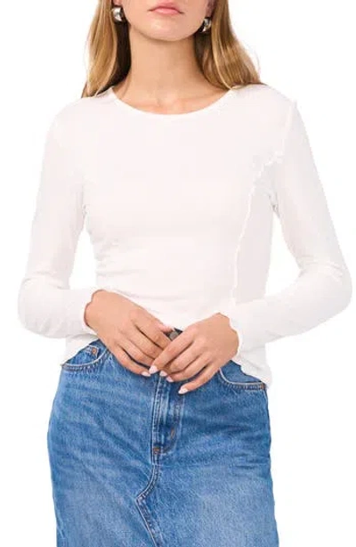 1.state Lettuce Edge Long Sleeve Rib Knit T-shirt In New Ivory