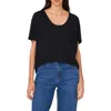 1.state Linen Blend Slub Pocket T-shirt In Rich Black