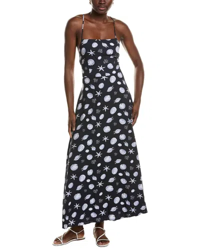 1.state Linen-blend Maxi Dress In Navy