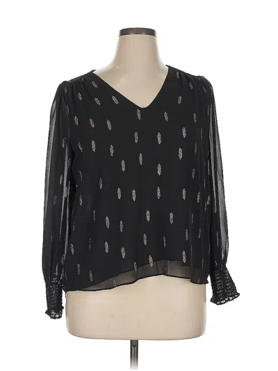 Pre-owned 1.state Long Sleeve Blouse In Black
