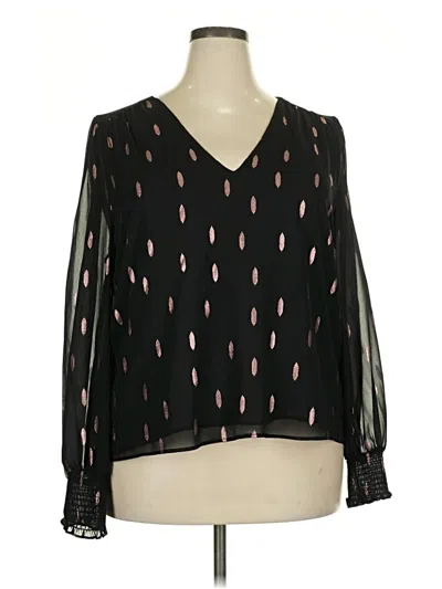 Pre-owned 1.state Long Sleeve Blouse In Black