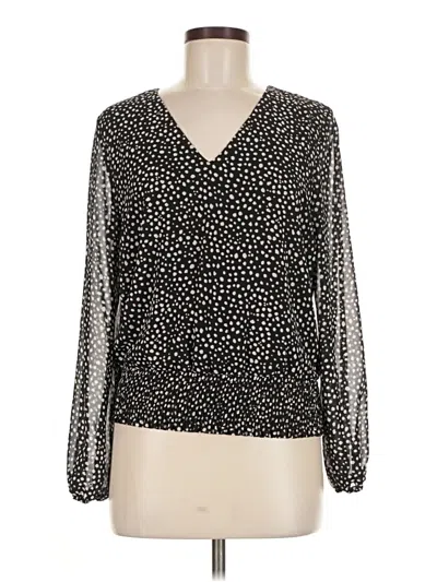 Pre-owned 1.state Long Sleeve Blouse In Black