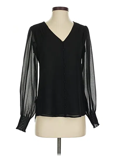 Pre-owned 1.state Long Sleeve Blouse In Black