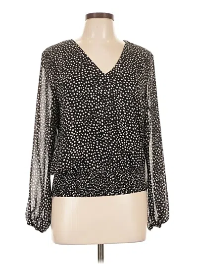 Pre-owned 1.state Long Sleeve Blouse In Black