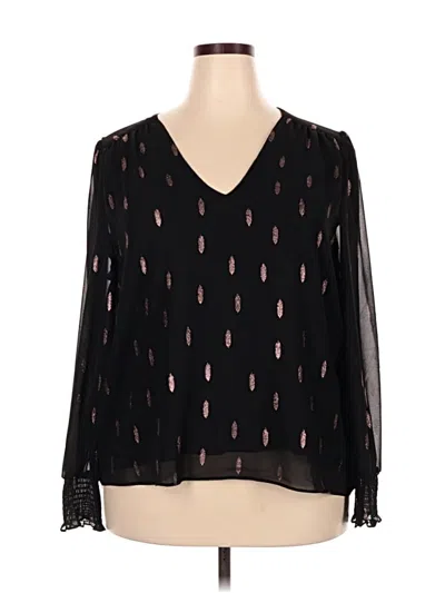 Pre-owned 1.state Long Sleeve Blouse In Black