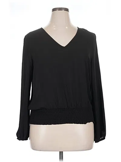 Pre-owned 1.state Long Sleeve Blouse In Black