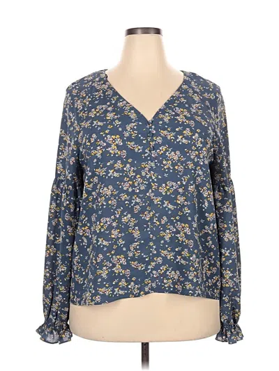 Pre-owned 1.state Long Sleeve Blouse In Blue