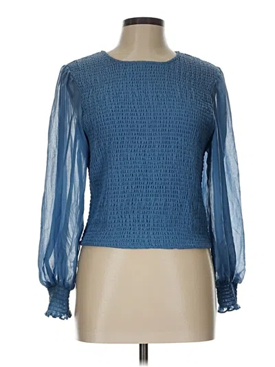 Pre-owned 1.state Long Sleeve Blouse In Blue